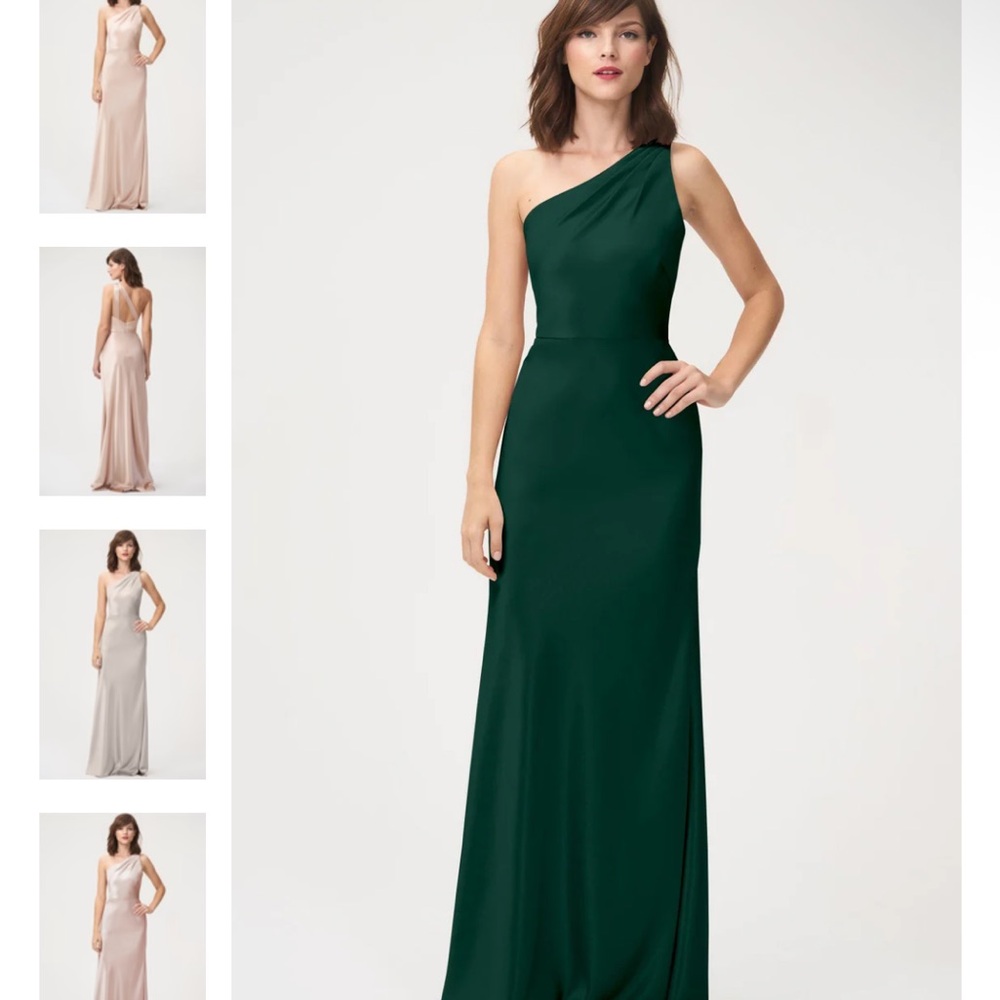 Jenny Yoo One-Shoulder Emerald Lena Maxi Bridesmaid Dress